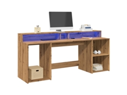 Escritorio con LED madera ingeniería roble artisian 200x55x91cm