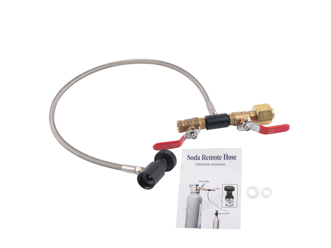 Adaptador De Recarga De Cilindro De Co2 Con Manguera De 24" Para Tanque De Refrescos Cga320 (sin Medidor)