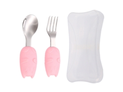 Set de Tenedor y Cuchara para Bebé - Utensilios de Silicona y Acero Inoxidable NEVEANCE