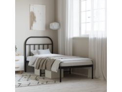 Estructura Cama Sin Colchón Con Cabecero Metal Negro 90x190 Cm