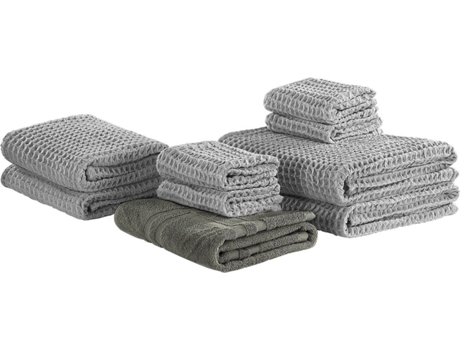 Set 9 Toallas Areora 248118 (Gris - Algodón -70 x140x1 cm)