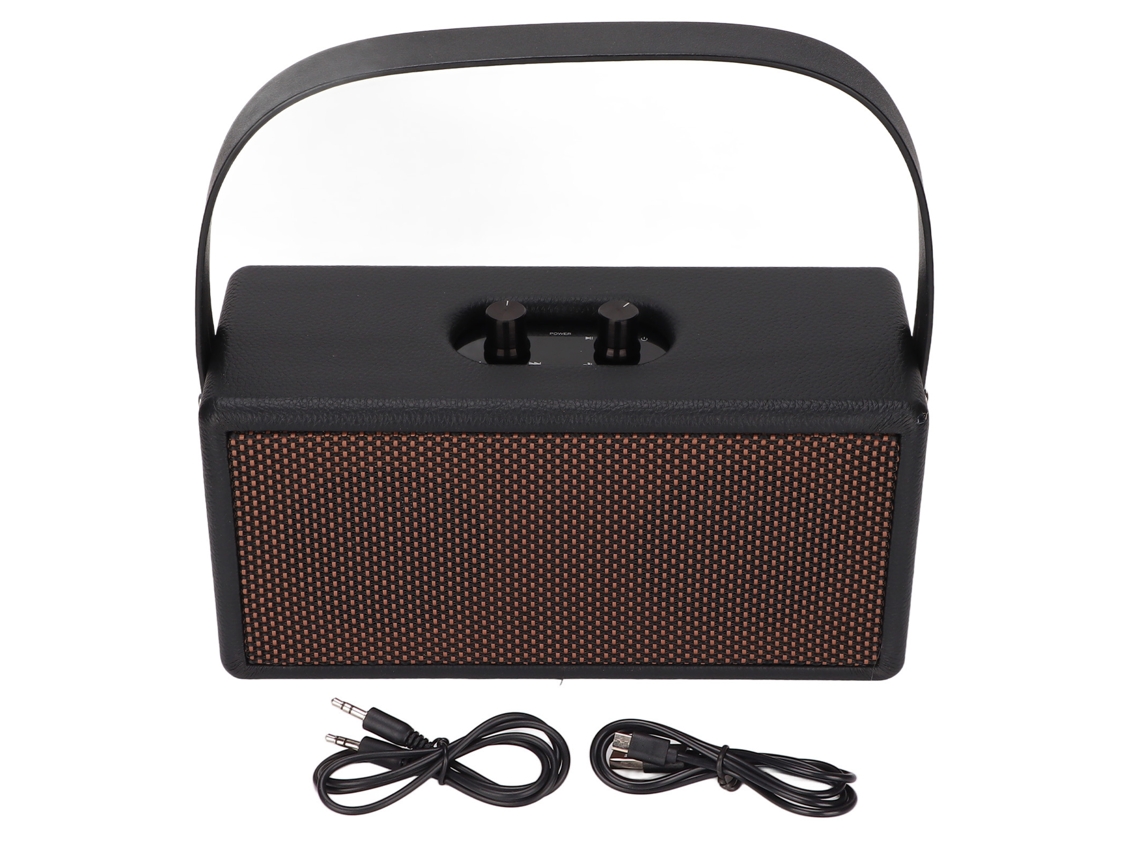 Altavoz Bluetooth Inalámbrico Portátil Retro Clásico Exterior De Madera Usb Flash Drive Negro
