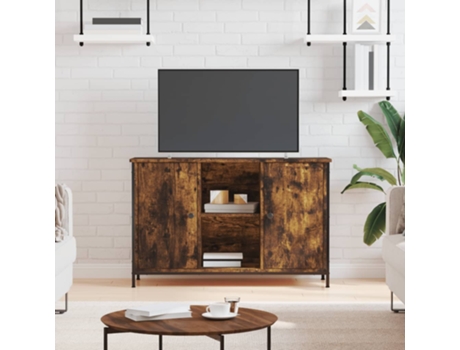 MAISON EXCLUSIVE Mueble de TV madera de ingeniería roble ahumado 100x35x65 cm