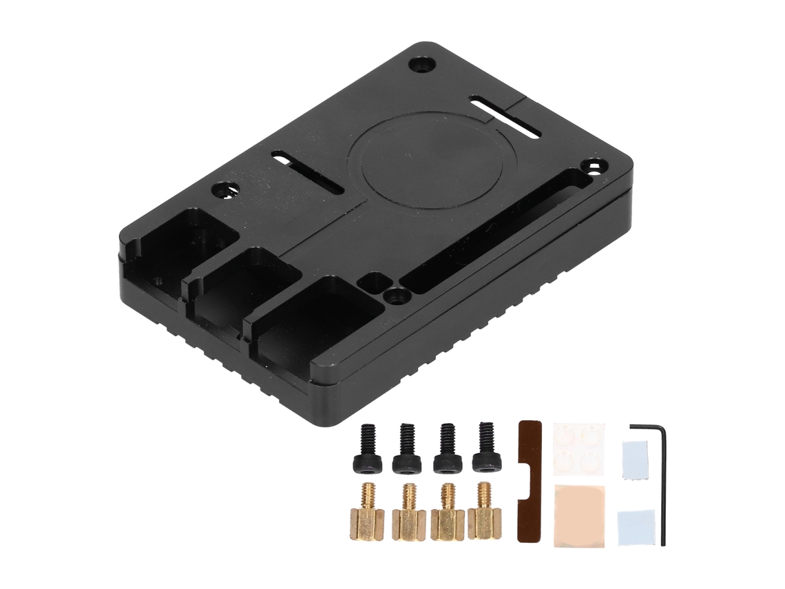 Carcaca De Liga De Aluminio Cnc Ultra Fina Com Dissipacao De Calor Para Raspberry Pi 4b Preto