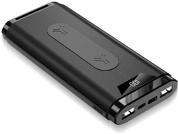 Powerbank ZIKKO Inalámbrico (10000 mAh - 2 USB - USB-C - MicroUSB - Negro)