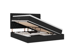 Maison Exclusive - Cama Con Almacenamiento Y Colchón Negro 160 X 200 Cm Poliéster