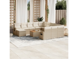 Conjunto de 13 sofás de jardín con cojines de mimbre beige de DKD Home Decor