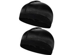2pcs Gorros De Olas De Seda Con Compresión, Para Ondas 360 540 720, Para Hombres (negro)