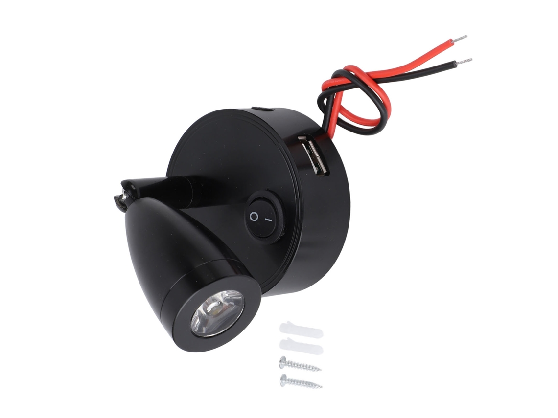 2026-lámpara De Lectura Para Rv Con Interruptor Rotatorio 350° Y Puerto Usb, Foco Led 4000k 10-30v Para Barco Motohome Negro