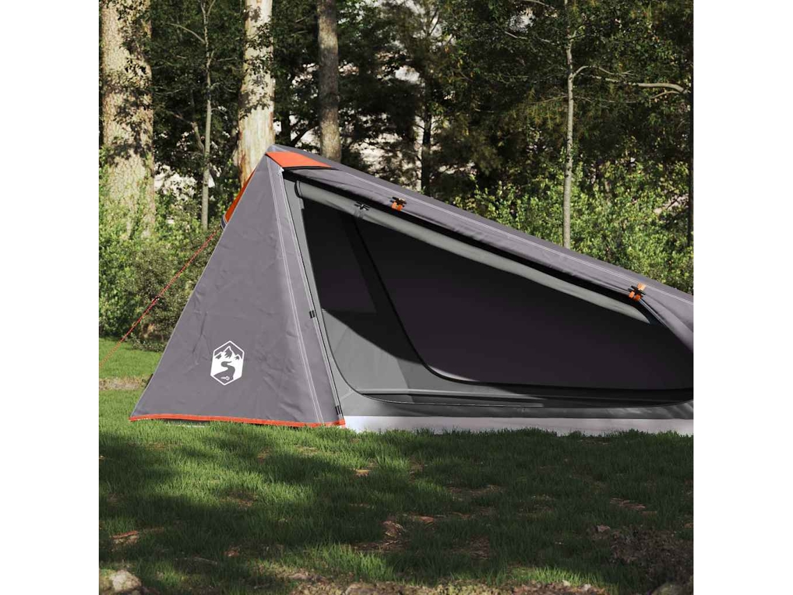 Tienda De Campaña Túnel 1 Persona Impermeable Gris Y Naranja