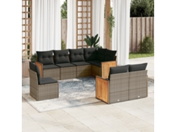 Conjunto de sofás de jardín de 8 piezas DKD Home Decor con cojines de mimbre gris