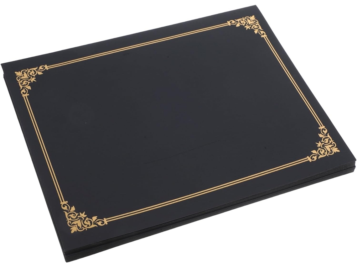 Juego De 10 Portacertificados De Papel Negro Con Cubiertas Protectoras Para Diplomas.