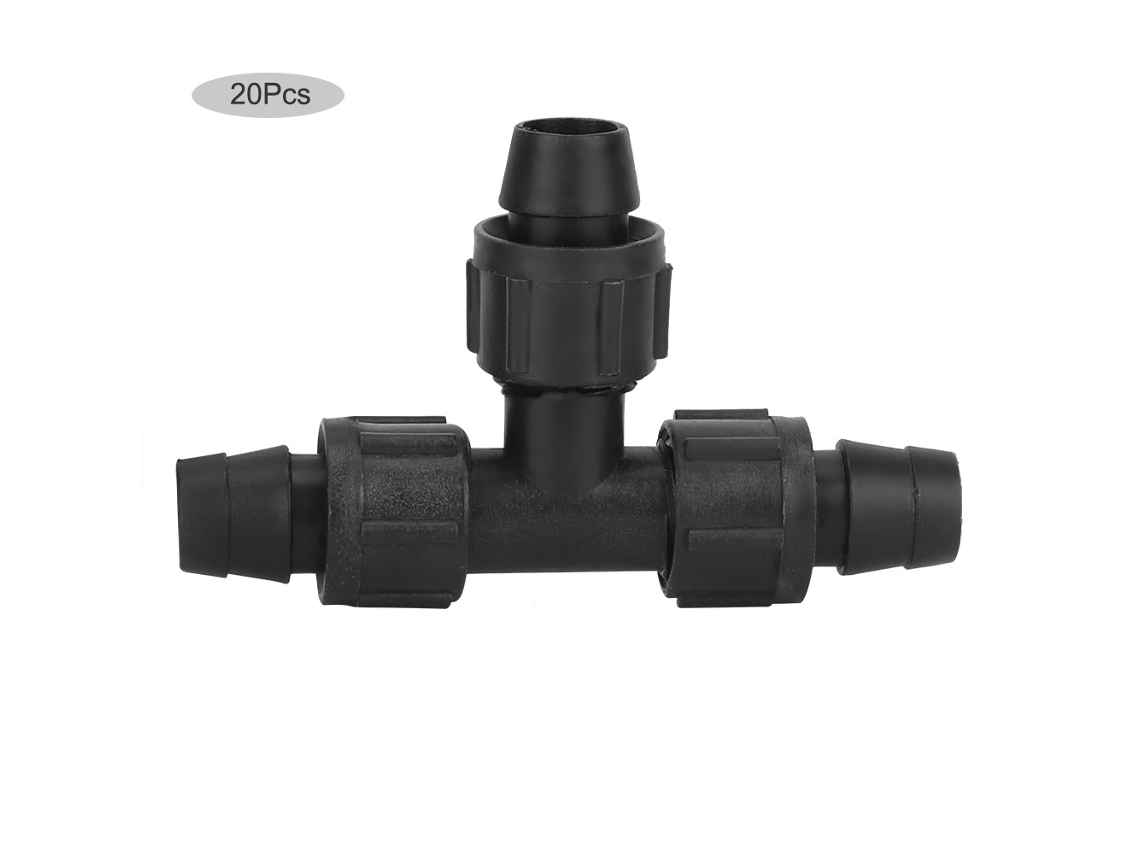 Conector en T de 20 piezas para tubería de microaspersor, 16 PE, acoplamiento rápido para manguera de agua