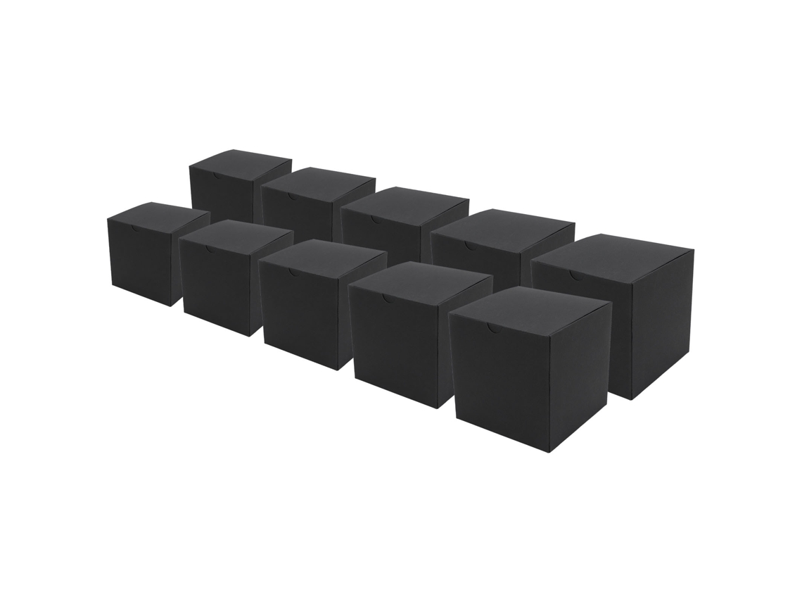 10pcs Caixa de Presente para Madrinha/padrinhos Diy com Fita Papelão Reciclável Preto 10x10x10cm