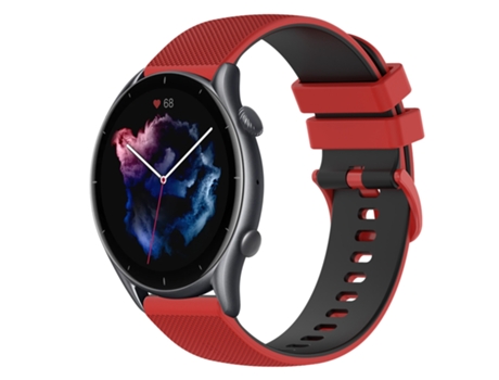 Correa Smartwatch para Amazfit GTR 3 Pro 22mm silicona a cuadros bicolor (rojo + negro)