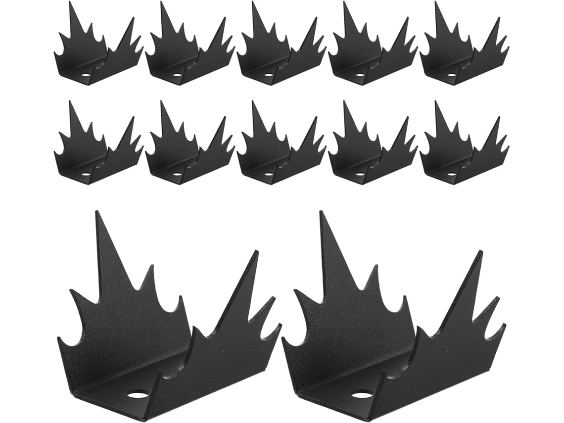 Juego De 12 Púas Para Cercas De Fácil Instalación, Metal Negro, Antiescalada, Duraderas.