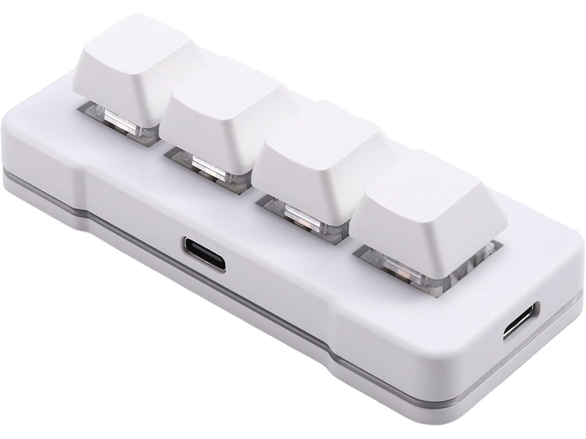 Teclado Personalizado Mini Mk424u Con 4 Interruptores Mecánicos Azules, Conexión Usb, Para Oficina, Juegos Y Multimedia.