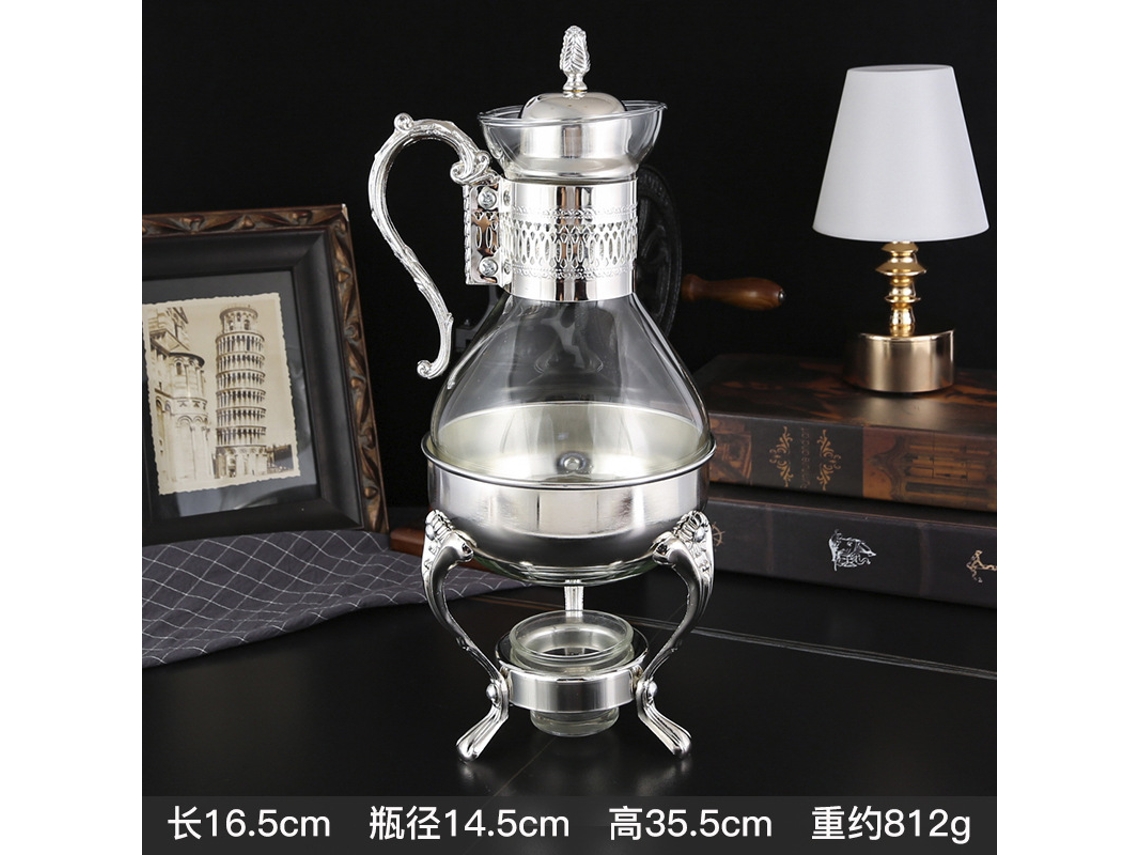 (g1228 Plata) Cafetera De Hotel De Lujo Estilo Retro Con Vidrio Calefactor