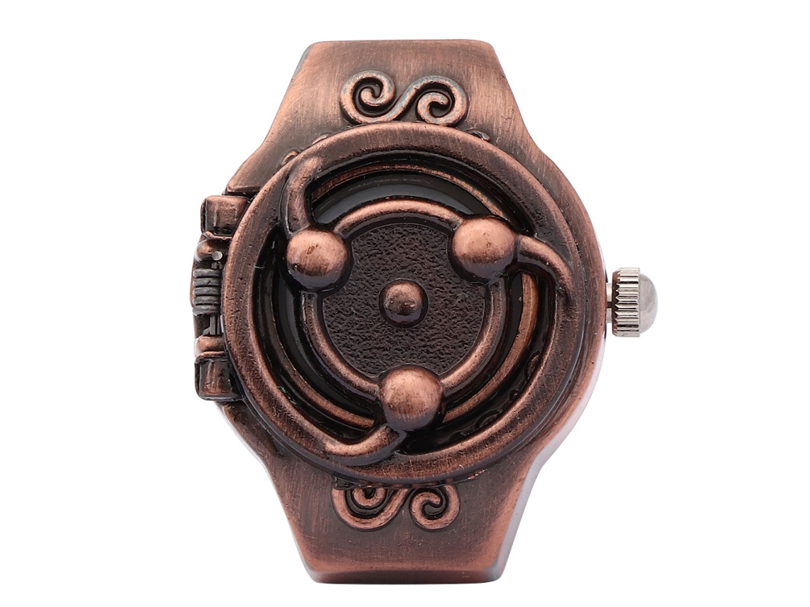 Reloj Anillo De Dedo Con Tapa Abatible Estilo Anime Vintage De Cuarzo Para Hombres Rojo