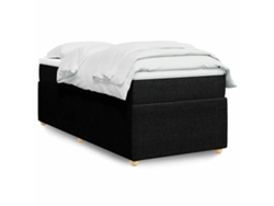 Cama Box Spring Con Colchón Tela Negro 100x200 Cm