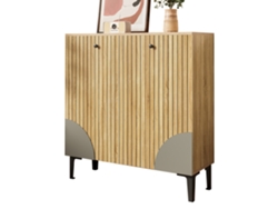 Zapatero de madera ZIWEI STORE con 3 puertas y estante ajustable (90 x 32 x 94 cm, gris y negro)