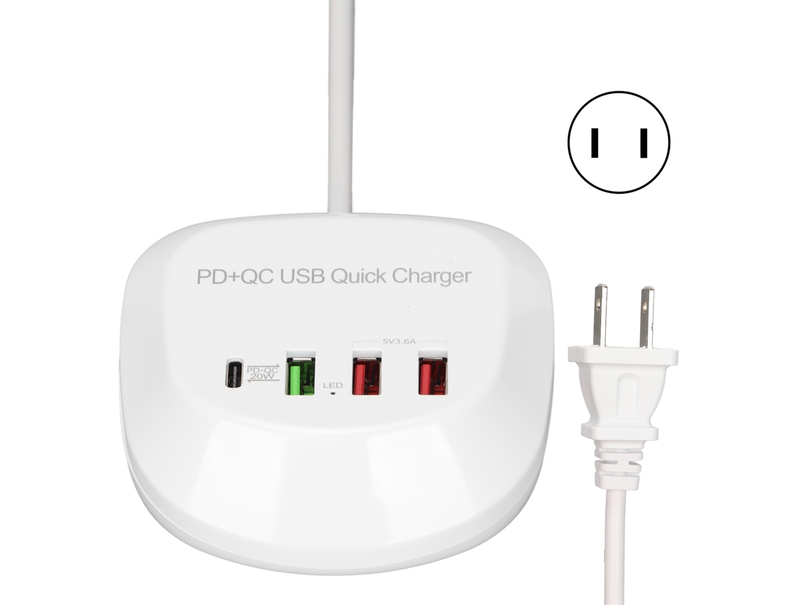 Cargador USB de 4 puertos EOOCOO, estación de carga multifuncional