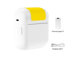 Impresora térmica mini con Bluetooth y 1 rollo de papel de etiquetas amarillo Cuich