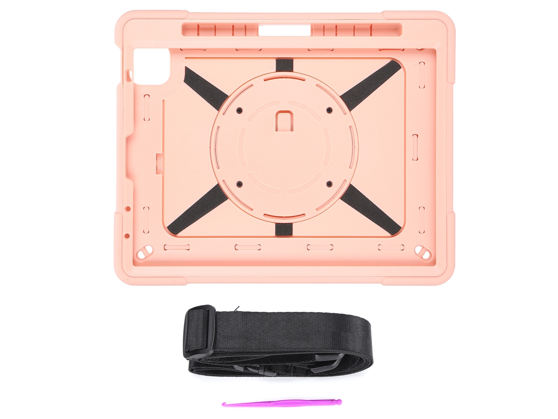 Funda protectora para iPad Air4 10.9 Tablet con soporte giratorio y cinturón en rosa claro y dorado
