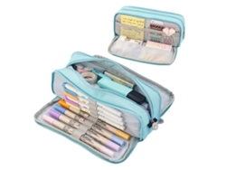 Estuche De Lona De Gran Capacidad Con 3 Compartimentos Para Guardar Útiles Escolares, Artículos De Oficina Y Maquillaje.