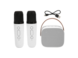 Máquina De Karaokê Portátil Bluetooth Com 2 Microfones Sem Fio Alto-falante Estéreo Para Festa Casa Ktv Branco