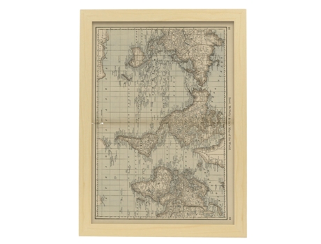NACNIC Pósters Geográficos En Estilo Vintage. Mapamundi Clásico. Ilustraciones De Antiguos Mapamundis En Tonos Sepia. Tamaño A4, Con Marco Blanco.