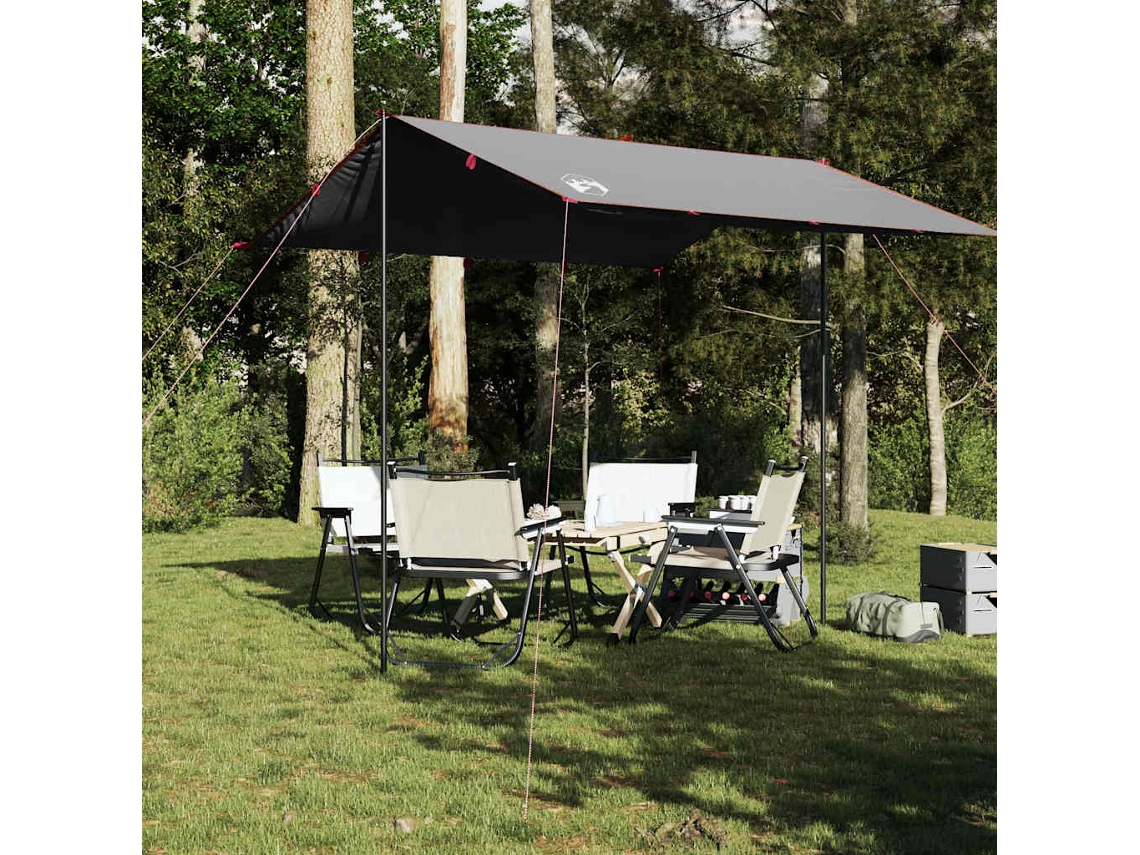 Lona De Camping Impermeable Gris Y Naranja 300x294 Cm
