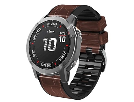 Correa Para Garmin Fenix 7/6/5 Correa De Reloj De Cuero De Silicona Con Textura De Cocodrilo Café VENISYMLIS