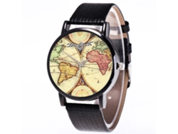 Reloj De Cuarzo De Pareja Con Correa De Cuero Pu Zhoulianfa Dial Redondo Simple Casual Negro