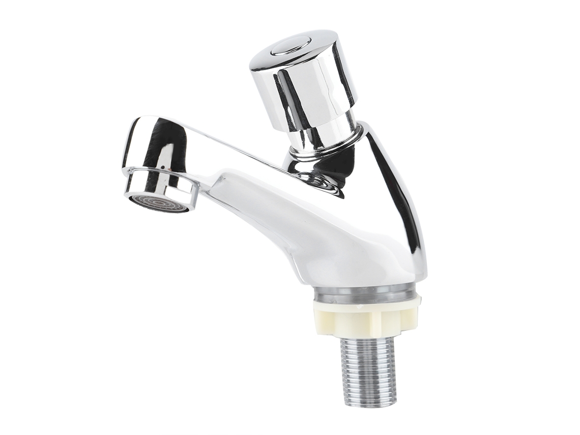 Grifo De Fregadero Cromado Con Cierre Automático Para Cocina Y Baño, Diseño Que Ahorra Agua.