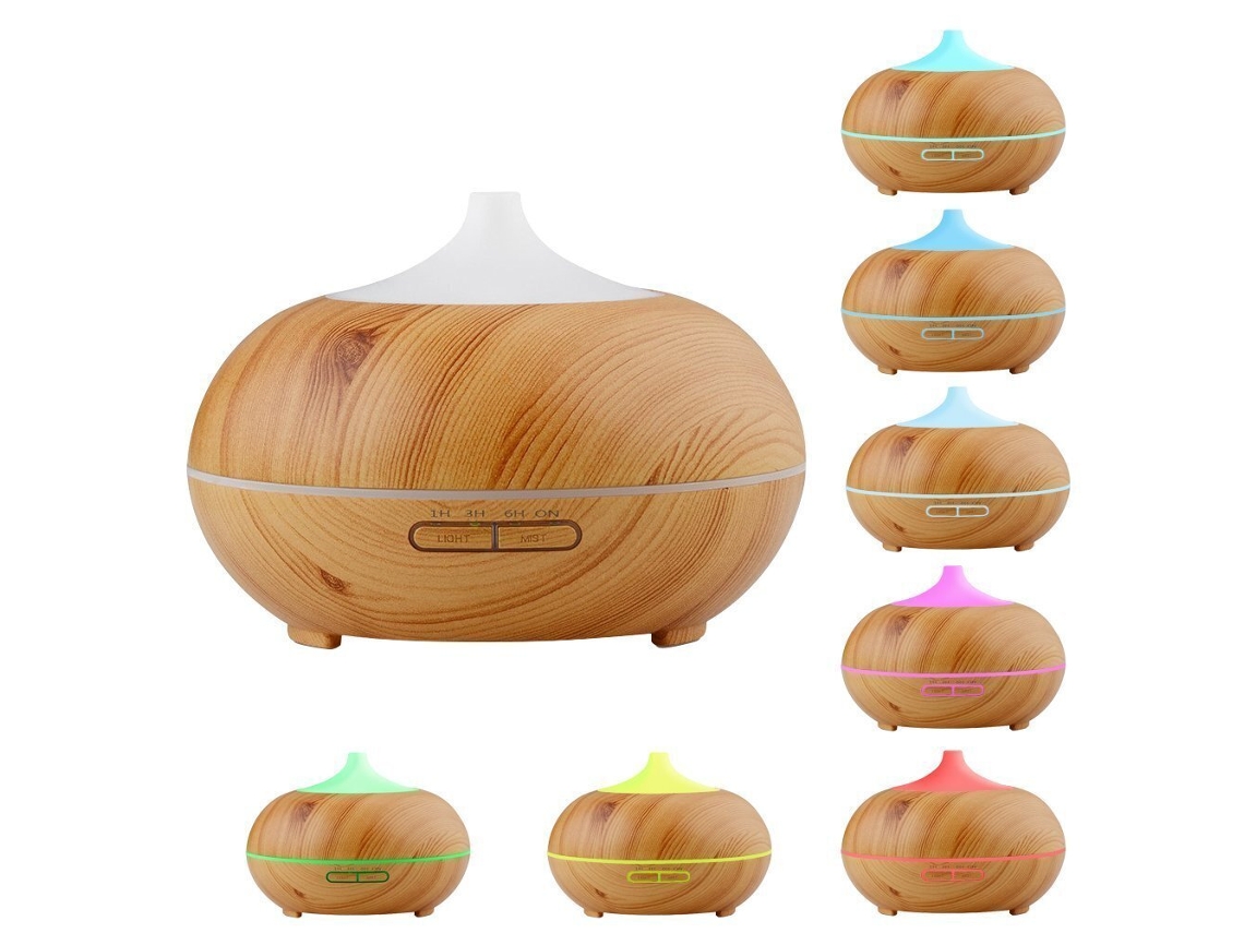 Difusor De Aromas Y Humidificador De Aire, 500 Ml, Marrón Claro + Mando A Distancia