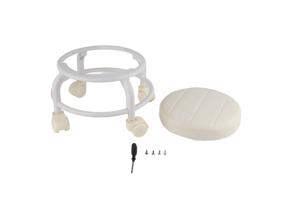 Taburete Rodante De Espuma Viscoelástica De Alta Densidad Con Ruedas Silenciosas E Impermeables Para Uso Doméstico O De Oficina, Color Beige.