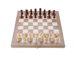 Juego de ajedrez plegable de madera 3 en 1 portátil para viajes, con damas y backgammon.