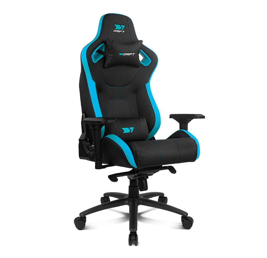 Silla Gaming DRIFT DR600 Deluxe (Hasta 150 kg - Elevador a Gas Clase 4 - Negro y Azul)