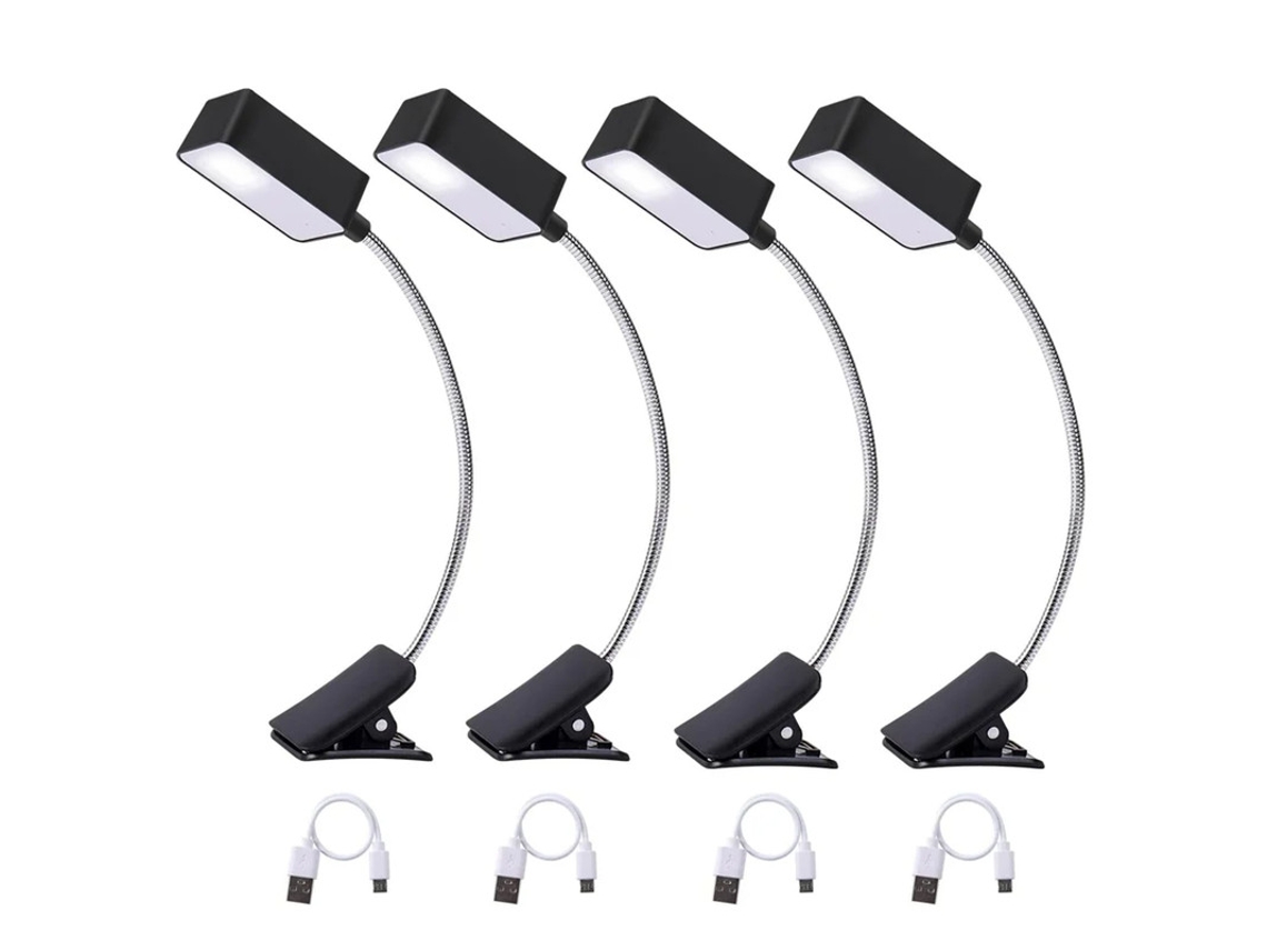 4 Paquetes Luz Lectura Yizhood Clip Recargable Cuidado Ojos Negro