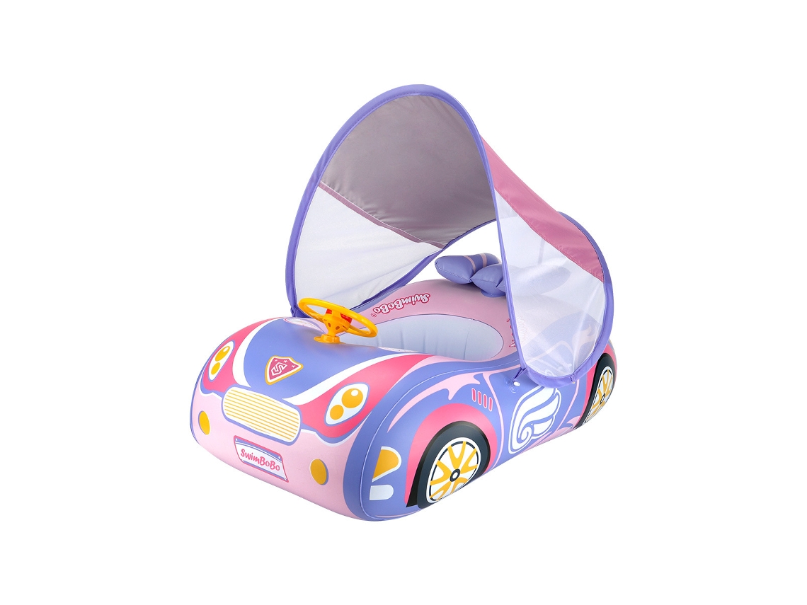 Brinquedo Flutuante De Piscina Inflável Para Bebês, Modelo De Carro, Com Buzina E Toldo, Adequado Para Crianças De 1 A 4 Anos, Rosa*