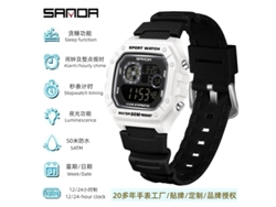 Reloj Electrónico De Pantalla Única (blanco Y Negro), Reloj De Moda Multifuncional, Reloj De Pulsera Electrónico Luminoso E Impermeable.