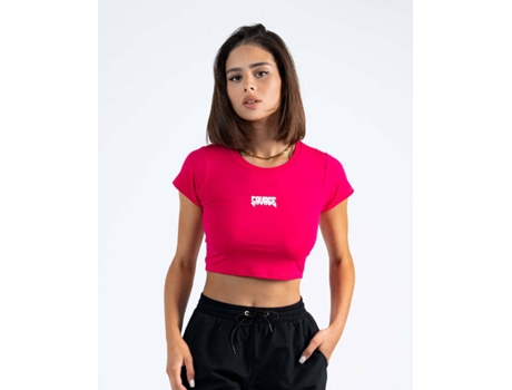 T-shirt Básica SAVAGE Crop Top Poliamida Mujer (L - Fucsia)