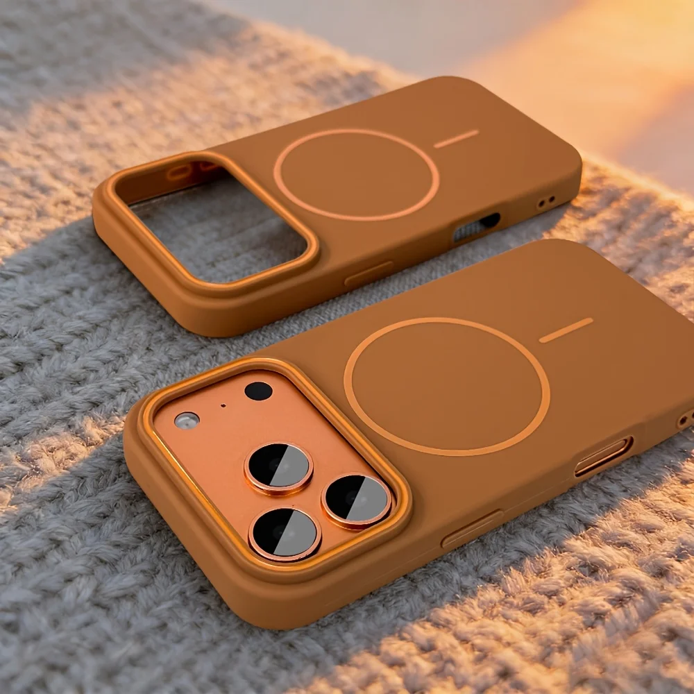 (iphone 13 Marrón) Funda Para Teléfono Con Carga Inalámbrica Magnética Magsafe, Cubierta Trasera De Policarbonato Rígido Mate.