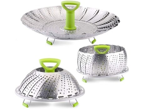 Cesta de vapor para vegetales, inserto de cesta de vapor plegable de acero inoxidable, expandible (5.1 a 9)