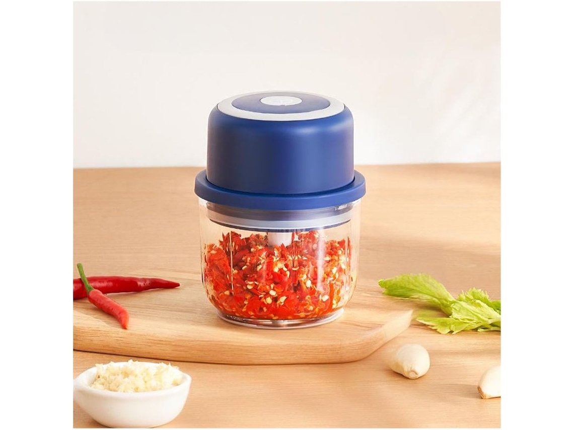 Picadora De Alimentos, Procesador De Alimentos Eléctrico Inalámbrico, Mini Picadora De Carne Con 2 Cuchillas Y Dos Recipientes De Vidrio (az