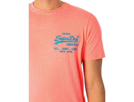 Camiseta Vintage de Hombre SUPERDRY Algodón Rosa (M)