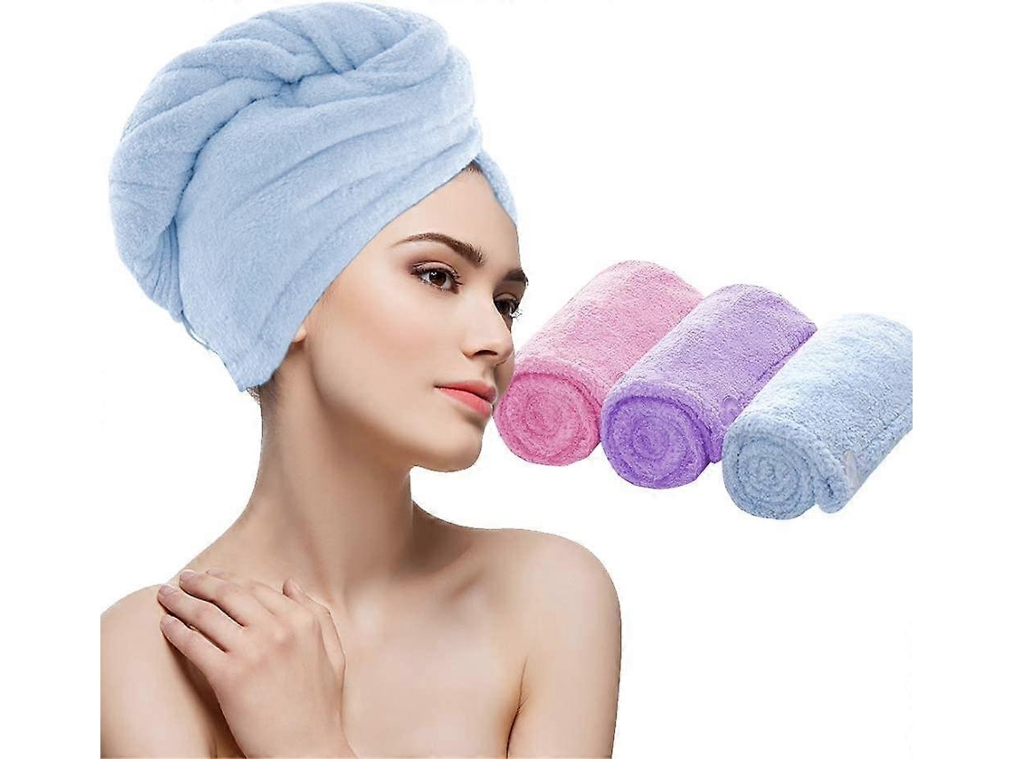 Toalla de microfibra para secar el cabello, turbante mágico con botón, gorro de ducha de secado rápido para mujeres y niños. Rosewell