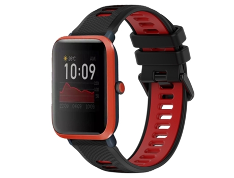 Correa smartwatch para Amazfit Bip 1S 20mm deportivo de silicona bicolor (negro + rojo)