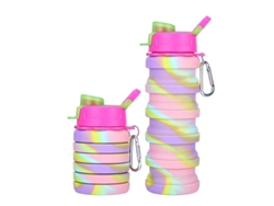 2026da-botella De Agua Plegable De Silicona Linjou 500ml Para Actividades Al Aire Libre Deportes Viajes Color Rosa